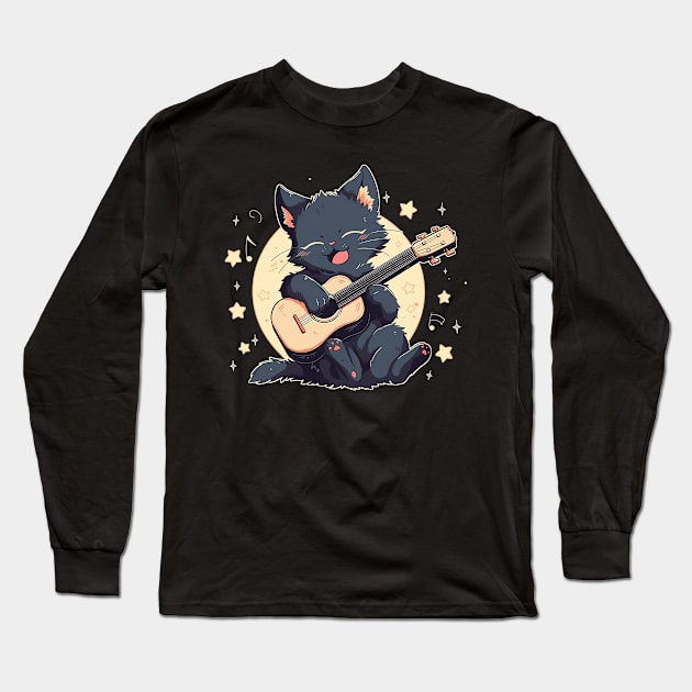 cat guitar Long Sleeve T-Shirt by weirdesigns